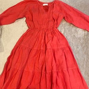 Coral Linen Summer Dress